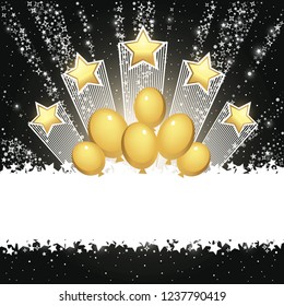 Dark Background With Stars. Holiday abstract vector background with place for text. Template for your design, flyer, card,  posters, invitations, gift, banners. Vector illustration