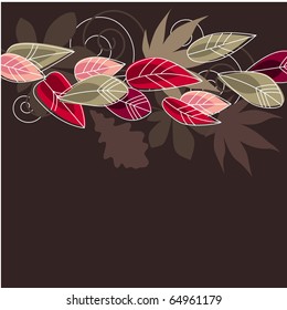 Dark background with stylized leaves
