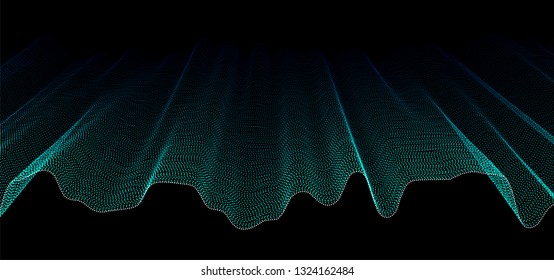 Dark background with subtle abstract waves from lines of different colors. Cover or background for presentation