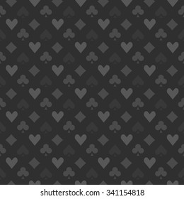 Dark background with suits - vector seamless casino or poker pattern
