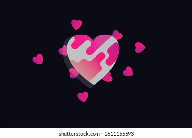 Dark background with sweet hearts. Illustration with hearts in love concept for valentine's day. Beautiful design for your business advert of anniversary.