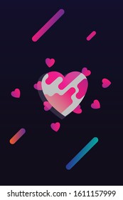 Dark background with sweet hearts. Illustration with hearts in love concept for valentine's day. Beautiful design for your business advert of anniversary. potrait