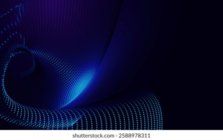 A dark background, symbolizing artificial intelligence and advanced technology. vector technology abstract background concepts. with  glowing blue wave of digital particles.