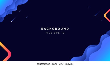dark background vector. space theme with free space for text and images. blue wave frames. suitable for presentation templates and website banners