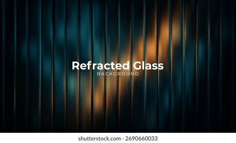 Dunkler Hintergrund mit vertikalen Glasbrechungslinien und Farbverlauf-Lichteffekt schaffen eine abstrakte Textur für modernes Design oder Präsentation.