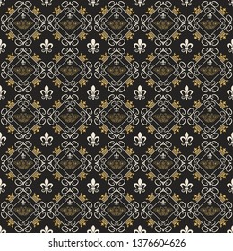 Dark background, vintage texture, seamless pattern for your design, vector image