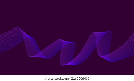 Fondo oscuro Color violeta Líneas de onda azul oleadas Fluyendo ondas Abstracto ecualizador digital flujo de onda de sonido. Ilustración de vectores de línea para el concepto de innovación tecnológica futurista Fondo púrpura Diseño gráfico Stripe