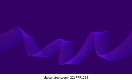 Dark background Violet Purple Blue wave lines Flowing waves Abstract digital equalizer sound wave Flow. Line Vector illustration for tech futuristic innovation concept Purple background Graphic design