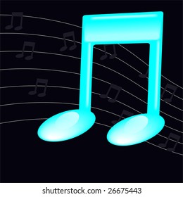Dark background with the volume note. A vector. Without mesh.