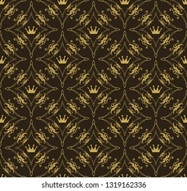 Dark background wallpaper in royal style, seamless pattern, texture, vector graphic