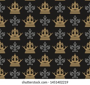 Dark background wallpaper seamless pattern. Background wallpaper in royal style for your design. Vector illustration