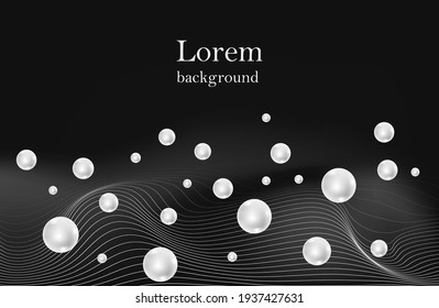 fondo oscuro con olas y perlas. ilustración vectorial