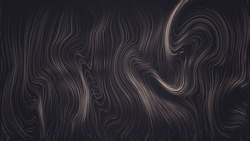 Dark Background With Wavy And Curled Lines. Vector Hair Or Wood Texture