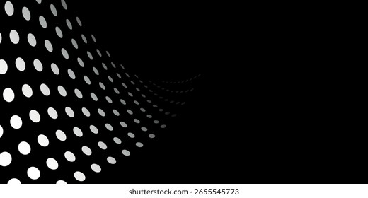 Fundo escuro com meio-tons brancos ondulados. Moderno estilo pop art branco fundo ponto. Design vetorial para capas, sites, banners e certificados.