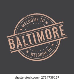 Fondo oscuro Bienvenido al sello de goma angustiado beige de Baltimore