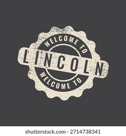 Fondo oscuro Bienvenido al sello de goma angustiado beige de Lincoln