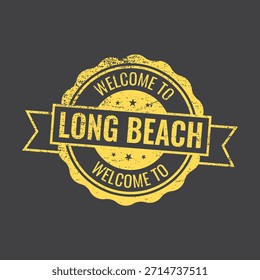 Fondo oscuro Bienvenido al sello de cinta amarilla angustiada de Long Beach