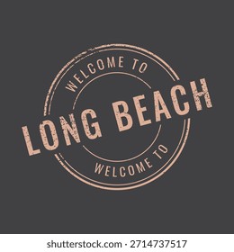 Dark background Welcome to Long Beach beige distressed circular stamp
