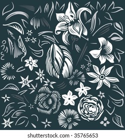 Dark background with white flowers