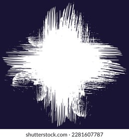 dark background with white grunge cross texture. Brush painting lines with ink blots