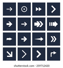 dark background white next arrow icon previous collection. simple pictogram minimal, flat, solid, mono, monochrome, plain, contemporary style. Vector illustration web internet design elements