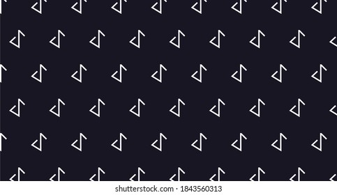 Dark background with white zigzags on it. Dark pattern with white musical elements on a dark background. Vector illustration