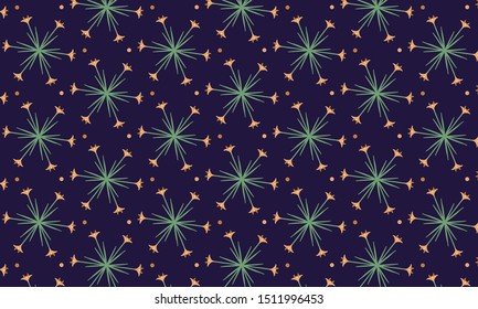 Dark background with Yellow Iris Flowerwith Green Levaes Pattern Background