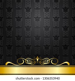 Dark backgroynd and Gold frame in vintage style Vector image