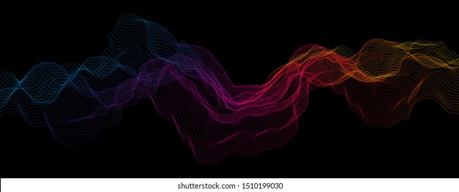 Dark banner with abstract colorful wave.Vector illustration.