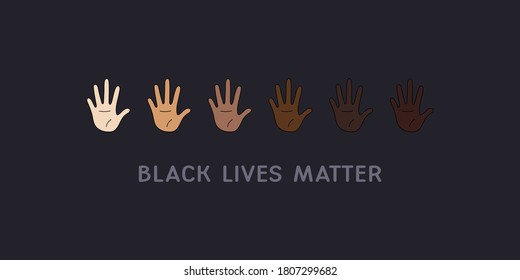 dark banner with human hands of different skin color
