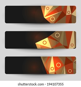 dark banners with geometric elements