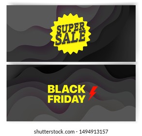 Dark banners set. Black fraiday concept