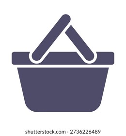 A dark basket icon with handles on top