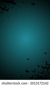 Dark Bat Creepy Vector Blue Background. Wing Decor Design. Holiday Vampire Illustration. Flying Poster.