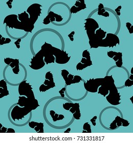 dark bats on a blue background.