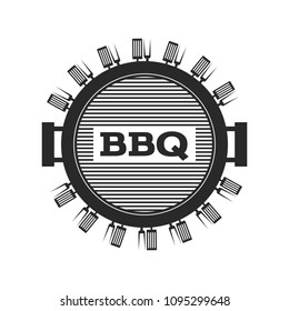 Dark bbq grill emblem for your design eps 10 vector