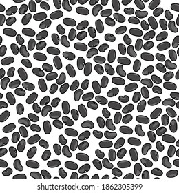 Dark bean seeds seamless pattern on white background, legume grain vector illustration