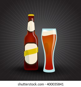 dark beer bottle and a glass of dark beer