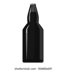 Dark beer bottle icon. Gray monochrome illustration of dark beer bottle vector icon for web