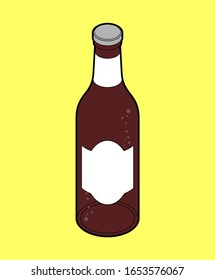 Dark beer bottle isolated. Isometric alcohol. vector illustration