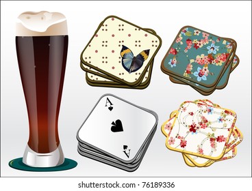 dark beer with coasters vector illustration