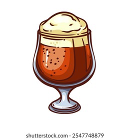 Dunkler Bierbecher mit Schaumstofflinien-Symbol. Umriss handgezeichnetes vintage braunes Getränk Glas, Portier oder Ale Pint. Oktoberfest, Brauen, Alkohol-Maskottchen, bitteres Stout Craft Beer Farbe Symbol Vektorgrafik