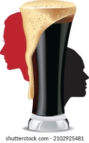 dark beer glass with foam