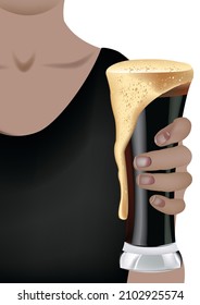 dark beer glass with foam
