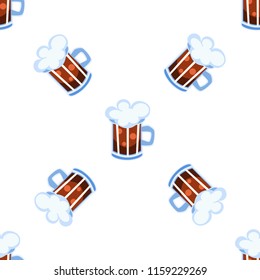 Dark beer mug seamless pattern cartoon vector seamless pattern
