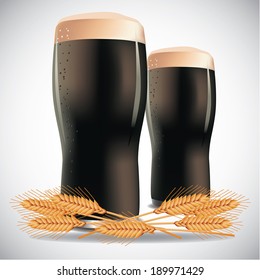 Dark beers with wheat EPS 10 vector, grouped for easy editing. No open shapes or paths.
