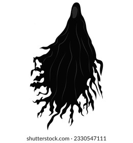 Dark being flies in the air. Vector Scary ghost. Dementor. 