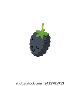 Dark berry with leaves flat style, vector illustration isolated on white background. Decorative design element, natural organic food product, simple object