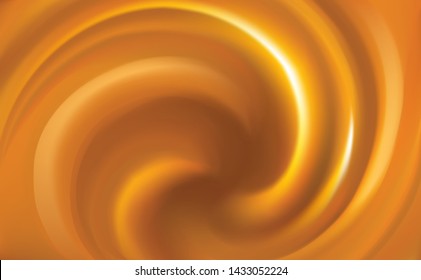 Dark big orange backdrop with space for text. Curvy gel jelly fluid surface bright ocher color. Circle eddy mix of tasty juicy syrup symbol sign icon. Ripple spin yummy fat meal pattern. Closeup view