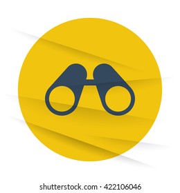 Dark Binoculars icon label on wrinkled paper